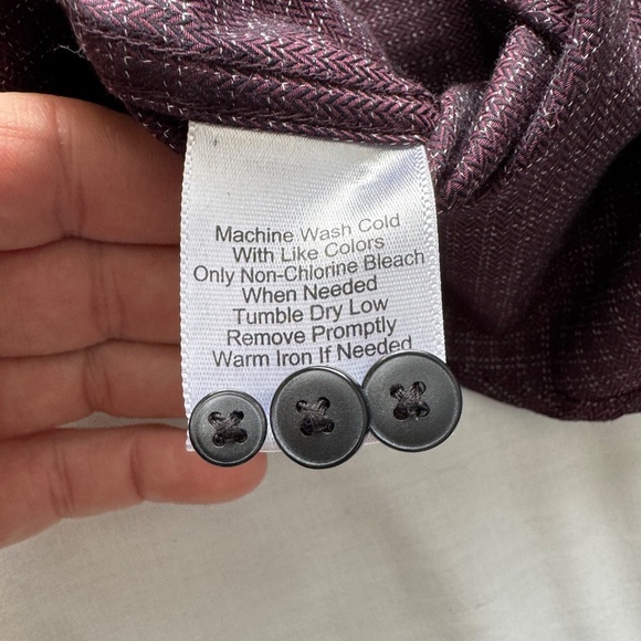 JOE Joseph Abboud Men's XLT Button‎ Shirt Herringbone Check Burgundy-Plum Soft - Picture 7 of 13